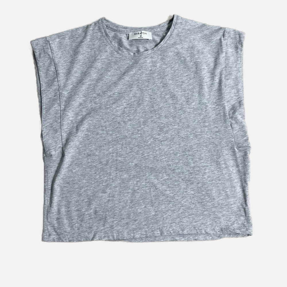 Babaton Everyday Tee Shirt Sleeveless Size XS Heathered Gray Boxy